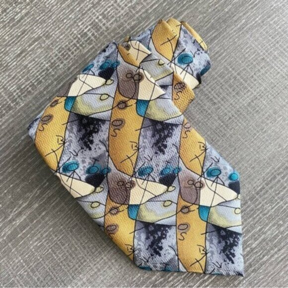 Jimmy V Stonehenge Neck Tie 100% Silk  Abstract Art Watercolor Multicolor USA - Picture 1 of 7